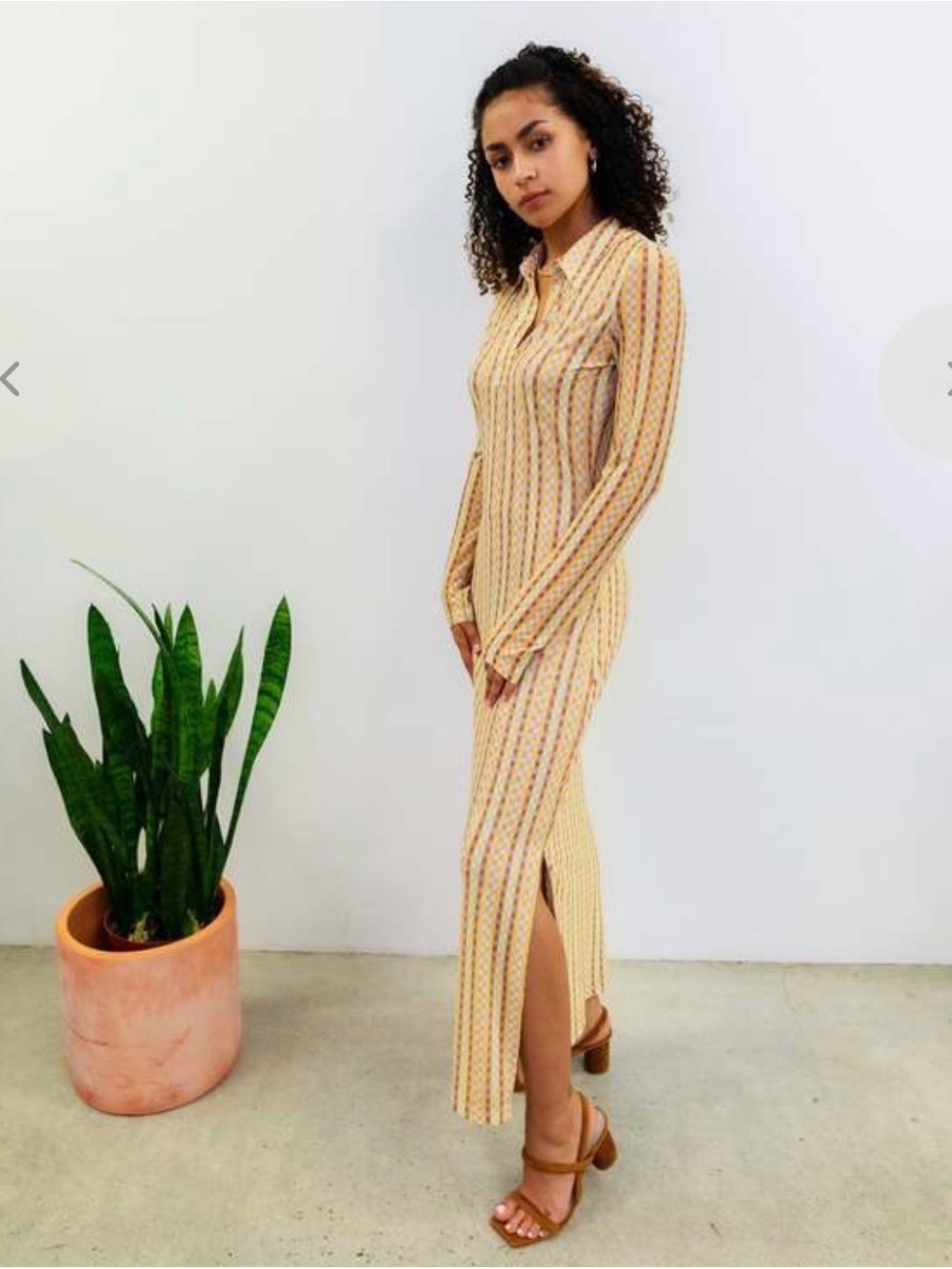 Find Me Now Judy Mesh Maxi Dress Cottagecore Y2K Size M Yellow Brick Long Sleeve